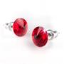 Earring, with siam red SWAROVSKI® crystals, rivoli, 8mm, ART CRYSTELLA®